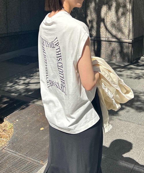 CAPRICIEUX LE'MAGE（カプリシューレマージュ）の「ノースリフロッキーTシャツ（Tシャツ/カットソー・レディース・ブルー/チャコールグレー/ベージュ/ホワイト・FREE）」の2枚目の写真