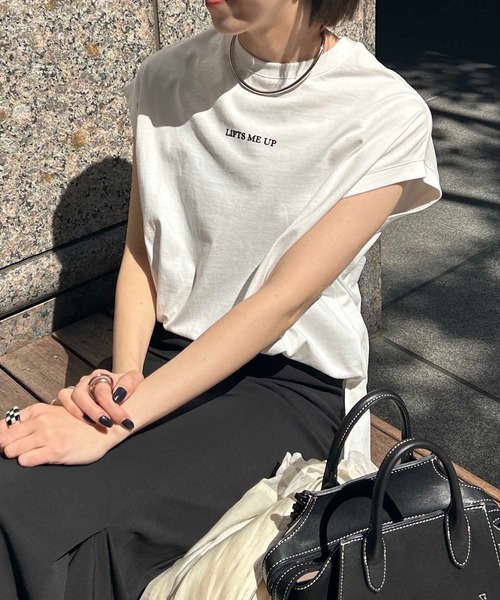 CAPRICIEUX LE'MAGE（カプリシューレマージュ）の「ノースリフロッキーTシャツ（Tシャツ/カットソー・レディース・ブルー/チャコールグレー/ベージュ/ホワイト・FREE）」の7枚目の写真