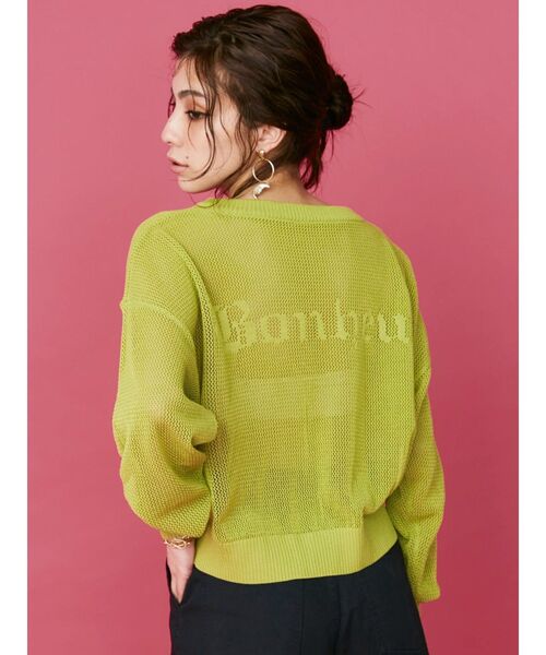 EVRIS（エヴリス）の「シアーロゴジャガードニット（ニット/セーター・レディース・ブラック/グリーン/ホワイト・FREE）」の5枚目の写真