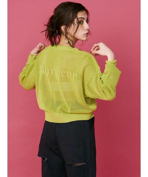 EVRIS（エヴリス）の「シアーロゴジャガードニット（ニット/セーター・レディース・ブラック/グリーン/ホワイト・FREE）」の6枚目の写真