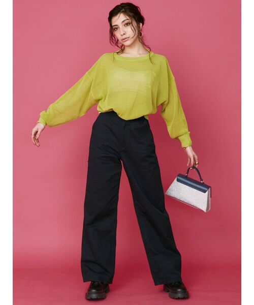 EVRIS（エヴリス）の「シアーロゴジャガードニット（ニット/セーター・レディース・ブラック/グリーン/ホワイト・FREE）」の7枚目の写真