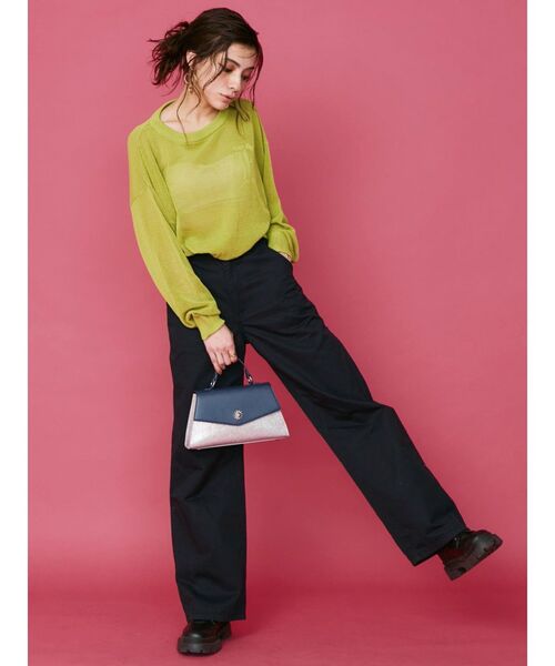 EVRIS（エヴリス）の「シアーロゴジャガードニット（ニット/セーター・レディース・ブラック/グリーン/ホワイト・FREE）」の8枚目の写真