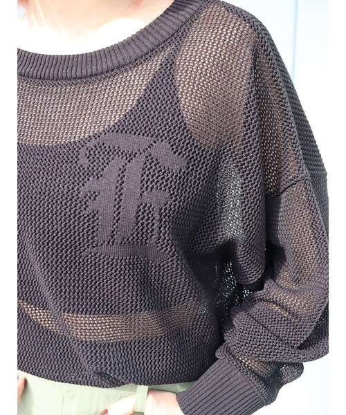 EVRIS（エヴリス）の「シアーロゴジャガードニット（ニット/セーター・レディース・ブラック/グリーン/ホワイト・FREE）」の14枚目の写真
