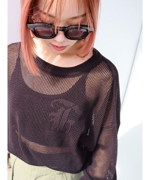 EVRIS（エヴリス）の「シアーロゴジャガードニット（ニット/セーター・レディース・ブラック/グリーン/ホワイト・FREE）」の15枚目の写真