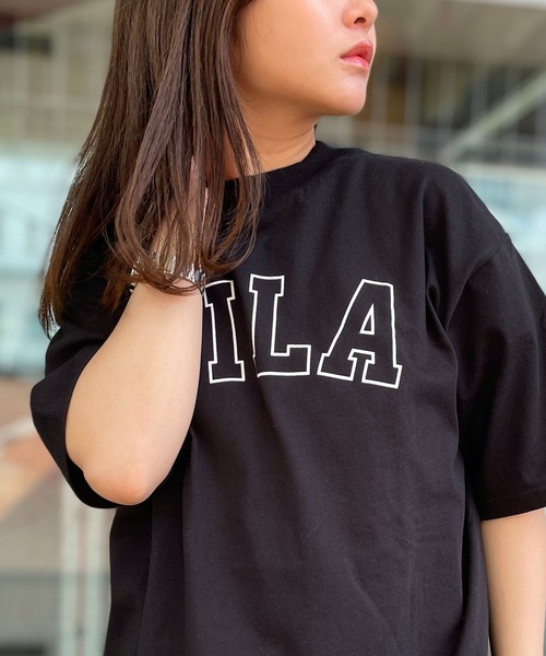 FILA(フィラ)の「FILA フィラ ブランド ロゴ ラバープリント モックネック 半袖 Tシャツ(Tシャツ/カットソー・レディース・ブラック/ホワイト・L/LL/M)」の3枚目の写真