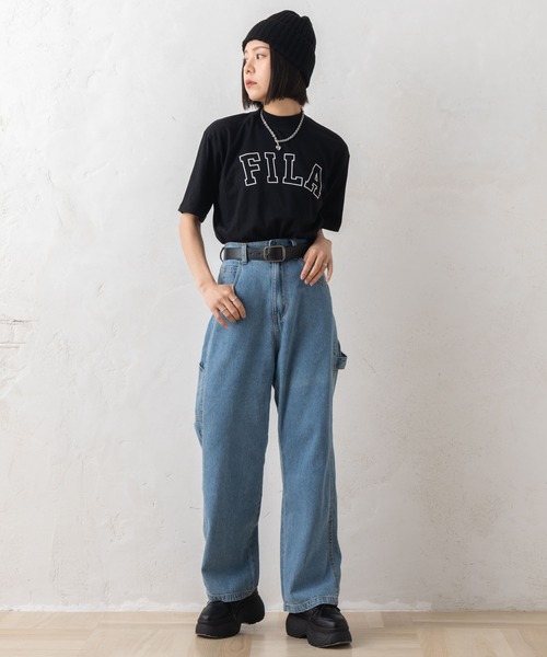 FILA(フィラ)の「FILA フィラ ブランド ロゴ ラバープリント モックネック 半袖 Tシャツ(Tシャツ/カットソー・レディース・ブラック/ホワイト・L/LL/M)」の12枚目の写真