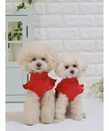 tone（トーン）の「【poteco】【再入荷】【大人気】フリルリブタンクトップ/犬服(ドッグウエア)(SU)（ペットウェア）」