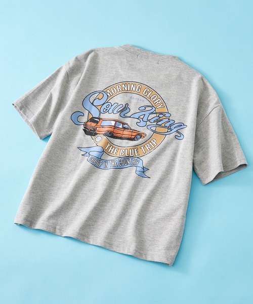 SHISKY（シスキー）の「SHISKY / シスキー ヴィンテージ 背面/ロゴプリント 杢天竺 ビックシルエット Tシャツ 半袖 キッズ（Tシャツ/カットソー・キッズ・ベージュ系1/杢グレー/ブラック系2/オートミール/グリーン系/ネイビー系/ベージュ系3/ベージュ系4/ベージュ系2/ブラック系/パープル系/ネイビー系1/ブラック系1/ベージュ系/グリーン系1/グレー系・110/120/150/130/140/160）」の5枚目の写真