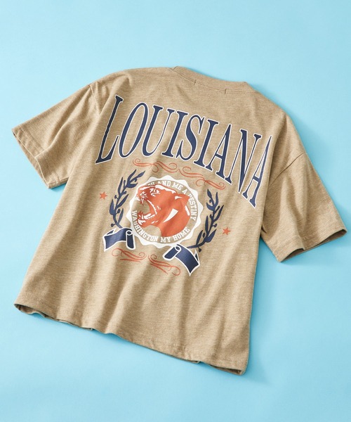 SHISKY（シスキー）の「SHISKY / シスキー ヴィンテージ 背面/ロゴプリント 杢天竺 ビックシルエット Tシャツ 半袖 キッズ（Tシャツ/カットソー・キッズ・ベージュ系1/杢グレー/ブラック系2/オートミール/グリーン系/ネイビー系/ベージュ系3/ベージュ系4/ベージュ系2/ブラック系/パープル系/ネイビー系1/ブラック系1/ベージュ系/グリーン系1/グレー系・110/120/150/130/140/160）」の7枚目の写真