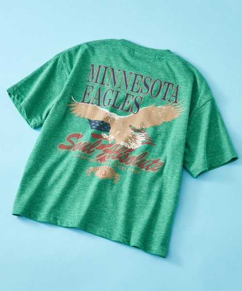 SHISKY（シスキー）の「SHISKY / シスキー ヴィンテージ 背面/ロゴプリント 杢天竺 ビックシルエット Tシャツ 半袖 キッズ（Tシャツ/カットソー・キッズ・ベージュ系1/杢グレー/ブラック系2/オートミール/グリーン系/ネイビー系/ベージュ系3/ベージュ系4/ベージュ系2/ブラック系/パープル系/ネイビー系1/ブラック系1/ベージュ系/グリーン系1/グレー系・110/120/150/130/140/160）」の12枚目の写真