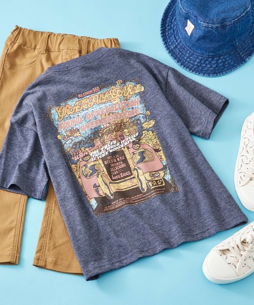 SHISKY（シスキー）の「SHISKY / シスキー ヴィンテージ 背面/ロゴプリント 杢天竺 ビックシルエット Tシャツ 半袖 キッズ（Tシャツ/カットソー・キッズ・ベージュ系1/杢グレー/ブラック系2/オートミール/グリーン系/ネイビー系/ベージュ系3/ベージュ系4/ベージュ系2/ブラック系/パープル系/ネイビー系1/ブラック系1/ベージュ系/グリーン系1/グレー系・110/120/150/130/140/160）」の15枚目の写真