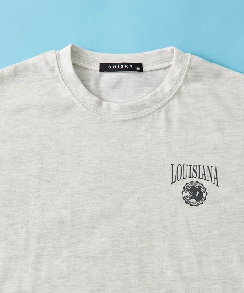 SHISKY（シスキー）の「SHISKY / シスキー ヴィンテージ 背面/ロゴプリント 杢天竺 ビックシルエット Tシャツ 半袖 キッズ（Tシャツ/カットソー・キッズ・ベージュ系1/杢グレー/ブラック系2/オートミール/グリーン系/ネイビー系/ベージュ系3/ベージュ系4/ベージュ系2/ブラック系/パープル系/ネイビー系1/ブラック系1/ベージュ系/グリーン系1/グレー系・110/120/150/130/140/160）」の17枚目の写真