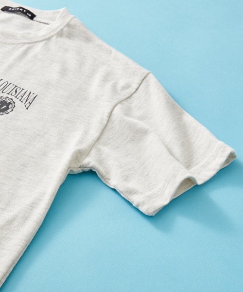 SHISKY（シスキー）の「SHISKY / シスキー ヴィンテージ 背面/ロゴプリント 杢天竺 ビックシルエット Tシャツ 半袖 キッズ（Tシャツ/カットソー・キッズ・ベージュ系1/杢グレー/ブラック系2/オートミール/グリーン系/ネイビー系/ベージュ系3/ベージュ系4/ベージュ系2/ブラック系/パープル系/ネイビー系1/ブラック系1/ベージュ系/グリーン系1/グレー系・110/120/150/130/140/160）」の19枚目の写真