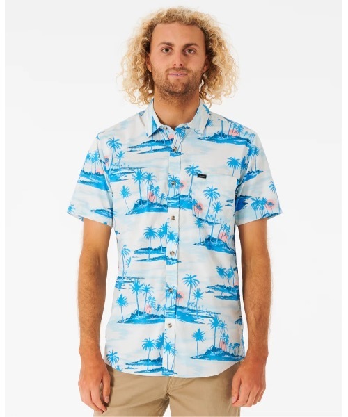 rip curl（リップカール）の「【RIPCURL（リップカール）】DREAMERS S/S SHIRT/半袖総柄シャツ（シャツ/ブラウス・メンズ・ブルー/ナチュラル・LARGE/MEDIUM/SMALL/X-LARGE）」の2枚目の写真
