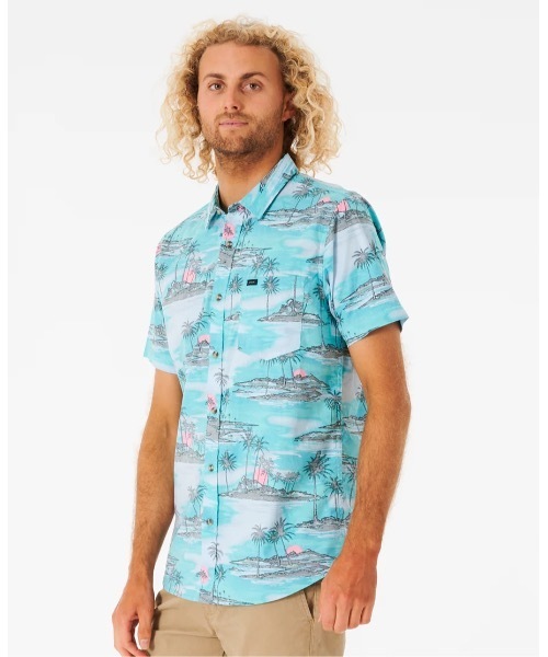 rip curl（リップカール）の「【RIPCURL（リップカール）】DREAMERS S/S SHIRT/半袖総柄シャツ（シャツ/ブラウス・メンズ・ブルー/ナチュラル・LARGE/MEDIUM/SMALL/X-LARGE）」の7枚目の写真