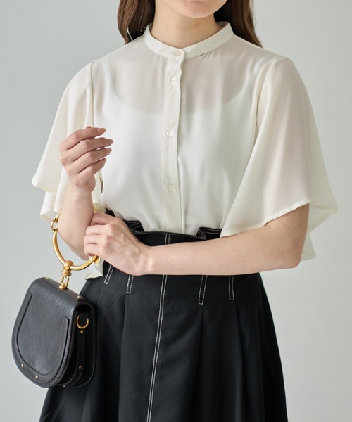tocco closet(トッコ クローゼット)の「【ZOZO限定】フリルスリーブブラウス(シャツ/ブラウス・レディース・オフホワイト/ブラック・M)」の1枚目の写真
