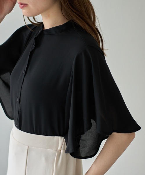 tocco closet(トッコ クローゼット)の「【ZOZO限定】フリルスリーブブラウス(シャツ/ブラウス・レディース・オフホワイト/ブラック・M)」の2枚目の写真