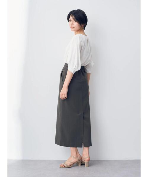 レーヨン麻タック袖ブラウス