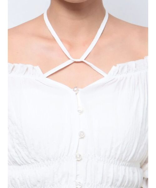 jouetie(ジュエティ)の「2WAYオフショルブラウス【ホルターネック/ギンガムチェック】(シャツ/ブラウス・レディース・ピンク/オレンジ/ブラック/オフホワイト・MEDIUM)」の19枚目の写真