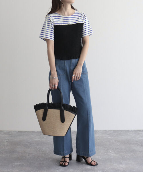 fredy emue（フレディエミュ）の「デニムポケ付きセミフレアパンツ（デニムパンツ・レディース・ブルー/ブルー系その他・38/36/34）」の3枚目の写真