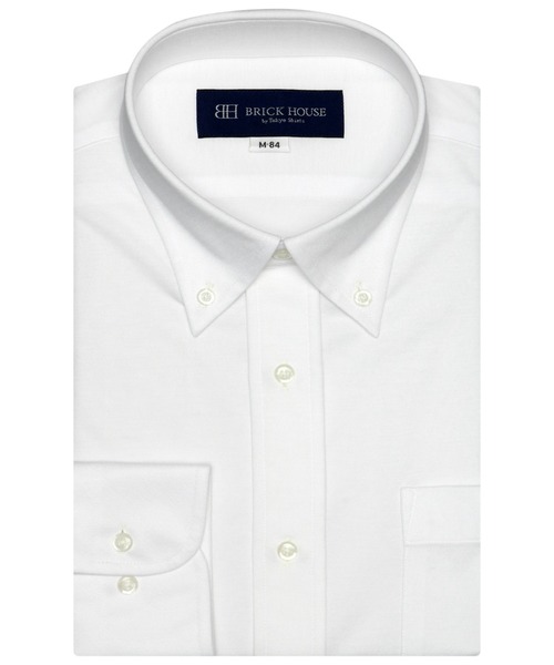 TOKYO SHIRTS(トウキョウシャツ)の「形態安定ノーアイロン ボタンダウン 長袖ビジネスニットワイシャツ(ビジネスシャツ・メンズ・ホワイト・首回り42cm-裄丈82cm/首回り37cm-裄丈80cm/首回り41cm-裄丈86cm/首回り37cm-裄丈84cm/首回り41cm-裄丈82cm/首回り43cm-裄丈86cm/首回り39cm-裄丈80cm/首回り42cm-裄丈86cm/首回り43cm-裄丈82cm/首回り39cm-裄丈84cm)」の1枚目の写真