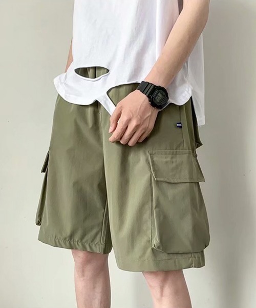 NOWLE（ノウル）の「【NOWLE】ワイド ミリタリー カーゴ イージー ショートパンツ（カーゴパンツ・メンズ・グレー/カーキ/ブラック・MEDIUM/LARGE）」の3枚目の写真