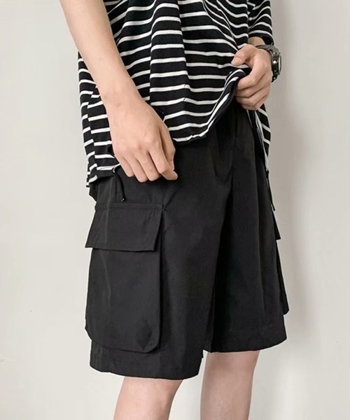 NOWLE（ノウル）の「【NOWLE】ワイド ミリタリー カーゴ イージー ショートパンツ（カーゴパンツ・メンズ・グレー/カーキ/ブラック・MEDIUM/LARGE）」の5枚目の写真