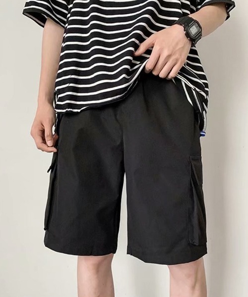 NOWLE（ノウル）の「【NOWLE】ワイド ミリタリー カーゴ イージー ショートパンツ（カーゴパンツ・メンズ・グレー/カーキ/ブラック・MEDIUM/LARGE）」の4枚目の写真