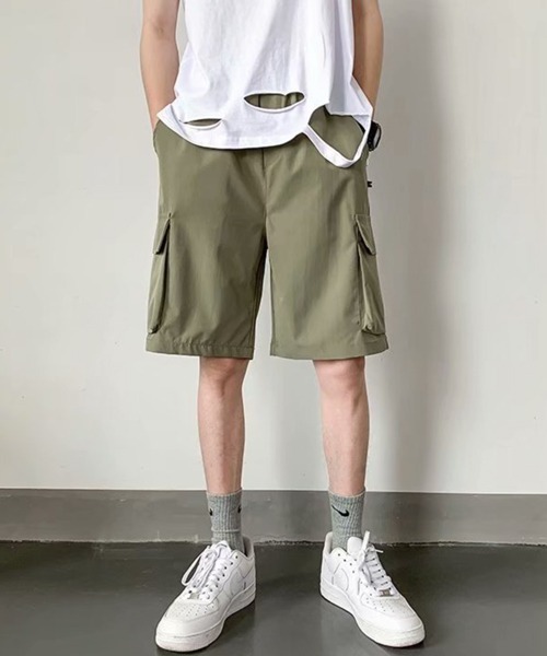 NOWLE（ノウル）の「【NOWLE】ワイド ミリタリー カーゴ イージー ショートパンツ（カーゴパンツ・メンズ・グレー/カーキ/ブラック・MEDIUM/LARGE）」の16枚目の写真