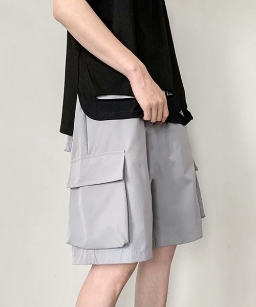 NOWLE（ノウル）の「【NOWLE】ワイド ミリタリー カーゴ イージー ショートパンツ（カーゴパンツ・メンズ・グレー/カーキ/ブラック・MEDIUM/LARGE）」の9枚目の写真