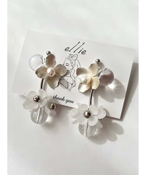 tone(トーン)の「【ellie】bloomピアス(MA)(ピアス(両耳用)・レディース・クリア・FREE)」の2枚目の写真