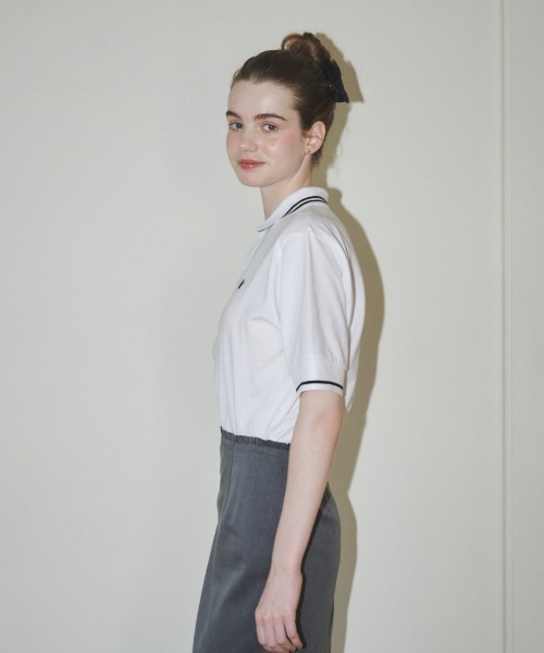 MIRO AMURETTE（ミロアミュレット）の「niwatori over polo T/オーバーサイズポロシャツ（ポロシャツ・レディース・ブラック/ホワイト・FREE）」の15枚目の写真