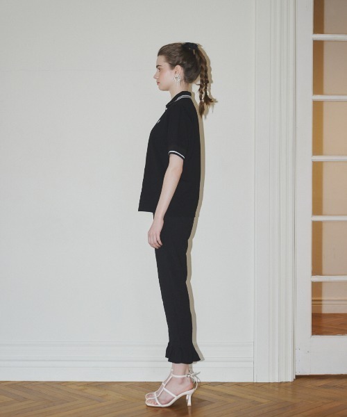 MIRO AMURETTE（ミロアミュレット）の「niwatori over polo T/オーバーサイズポロシャツ（ポロシャツ・レディース・ブラック/ホワイト・FREE）」の8枚目の写真