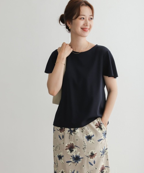 URBAN RESEARCH DOORS(アーバンリサーチドアーズ)の「シルケットコットンフレアスリーブプルオーバー(Tシャツ/カットソー・レディース・オフホワイト/ラベンダー/ネイビー・MEDIUM)」の18枚目の写真