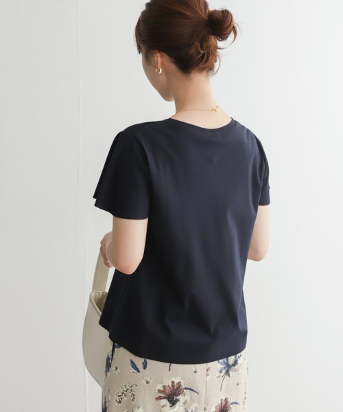 URBAN RESEARCH DOORS(アーバンリサーチドアーズ)の「シルケットコットンフレアスリーブプルオーバー(Tシャツ/カットソー・レディース・オフホワイト/ラベンダー/ネイビー・MEDIUM)」の17枚目の写真