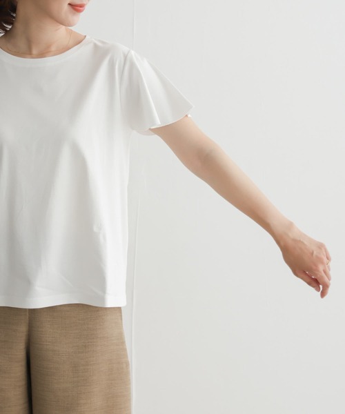 URBAN RESEARCH DOORS(アーバンリサーチドアーズ)の「シルケットコットンフレアスリーブプルオーバー(Tシャツ/カットソー・レディース・オフホワイト/ラベンダー/ネイビー・MEDIUM)」の11枚目の写真