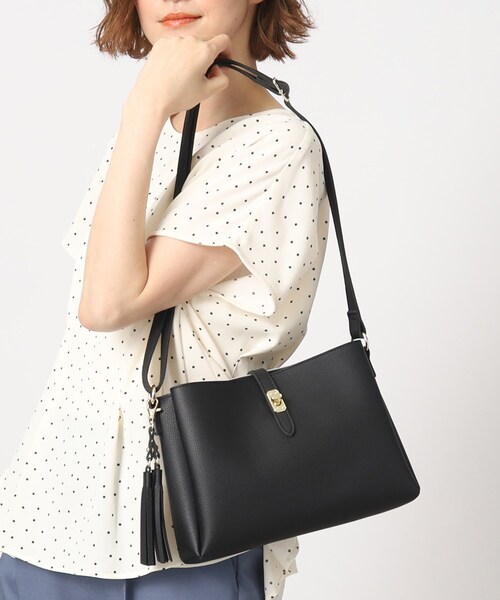 grove（グローブ）の「◆【人間工学】ダブルタッセル3層ショルダー（ショルダーバッグ・レディース・ライトグレー/ブラック/ライトブルー/アイボリー・00）」の2枚目の写真