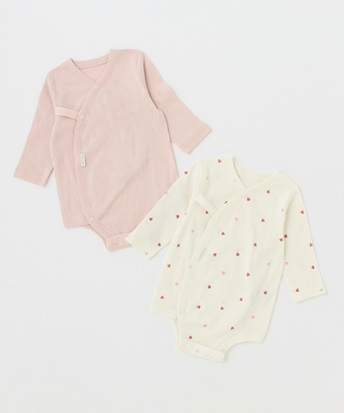 petit main（プティマイン）の「【オーガニック】前あきボディースーツ（肌着・キッズ・チャコール/ライトピンク/ブルー/アイボリー・80ｃｍ/60cm/70cm）」の4枚目の写真