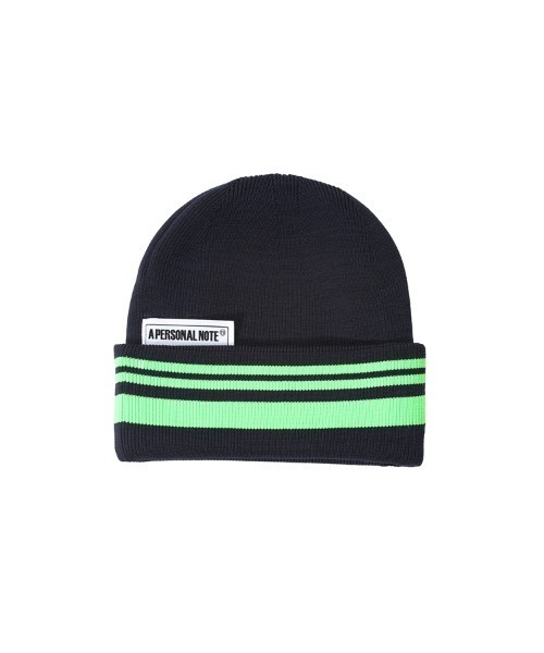 JNBY(ジェーエヌビーワイ)の「APN Logo-patch Striped Polyester Beanie Hat(ニットキャップ/ビーニー・レディース・ブラック/パープル・ONE SIZE)」の10枚目の写真