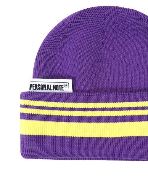 JNBY(ジェーエヌビーワイ)の「APN Logo-patch Striped Polyester Beanie Hat(ニットキャップ/ビーニー・レディース・ブラック/パープル・ONE SIZE)」の17枚目の写真