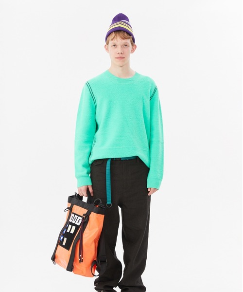 JNBY(ジェーエヌビーワイ)の「APN Logo-patch Striped Polyester Beanie Hat(ニットキャップ/ビーニー・レディース・ブラック/パープル・ONE SIZE)」の13枚目の写真