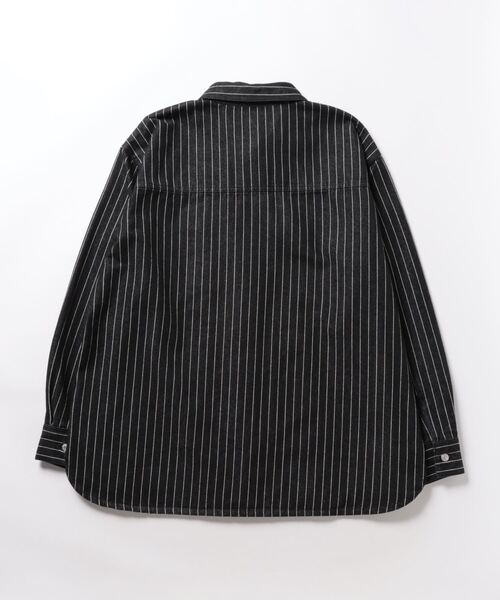 Mila Owen（ミラオーウェン）の「ヒッコリービックシャツカバーオール【ウォッシャブル/手洗い】（カバーオール・レディース・ブラック・FREE）」の2枚目の写真