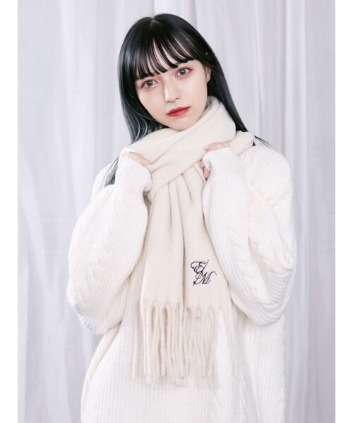 EATME（イートミー）の「E/Mロゴ刺繍マフラー（マフラー・レディース・ブラック/ピンク/アイボリー・FREE）」の13枚目の写真