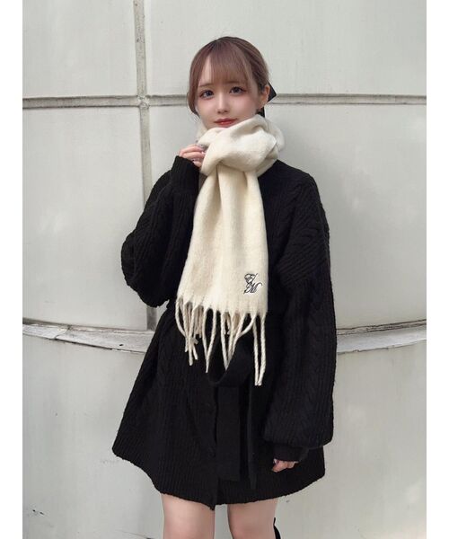 EATME（イートミー）の「E/Mロゴ刺繍マフラー（マフラー・レディース・ブラック/ピンク/アイボリー・FREE）」の20枚目の写真