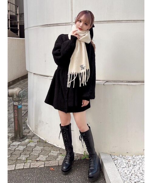 EATME（イートミー）の「E/Mロゴ刺繍マフラー（マフラー・レディース・ブラック/ピンク/アイボリー・FREE）」の21枚目の写真