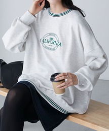 リブ配色ラインデザイン ロゴ刺繍プルオーバー