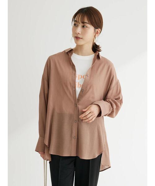 Green　Parks（グリーンパークス）の「ワッシャービッグシャツ（シャツ/ブラウス・レディース・ブラウン/オフホワイト/ブラック/サックスブルー・FREE）」の8枚目の写真