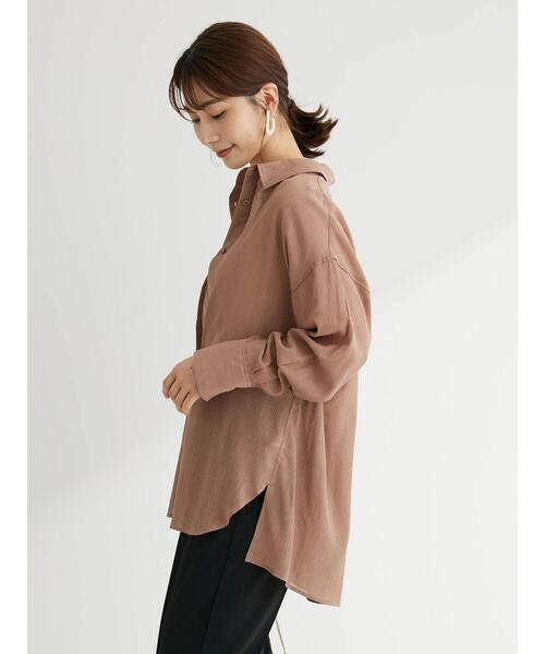 Green　Parks（グリーンパークス）の「ワッシャービッグシャツ（シャツ/ブラウス・レディース・ブラウン/オフホワイト/ブラック/サックスブルー・FREE）」の9枚目の写真