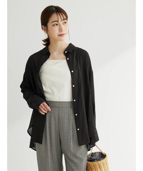 Green　Parks（グリーンパークス）の「ワッシャービッグシャツ（シャツ/ブラウス・レディース・ブラウン/オフホワイト/ブラック/サックスブルー・FREE）」の18枚目の写真