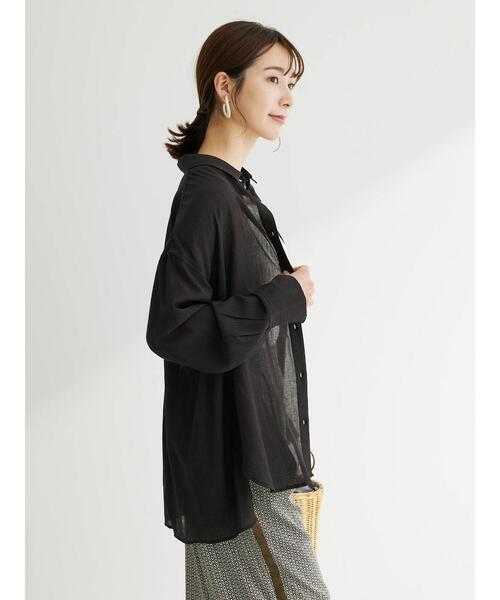 Green　Parks（グリーンパークス）の「ワッシャービッグシャツ（シャツ/ブラウス・レディース・ブラウン/オフホワイト/ブラック/サックスブルー・FREE）」の19枚目の写真